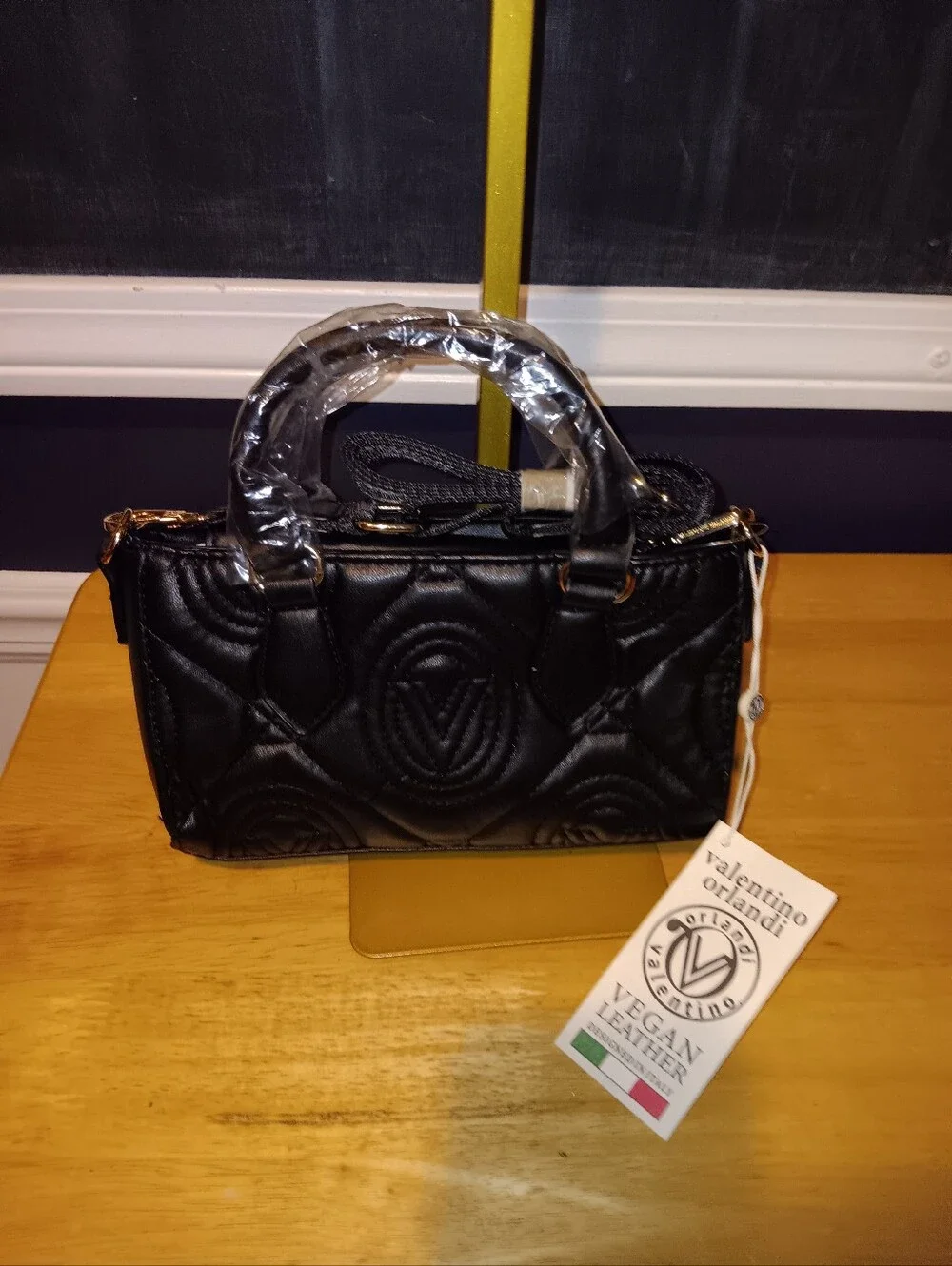 Valentino Orlandi Black Quilted Vegan Leather Mini Bag